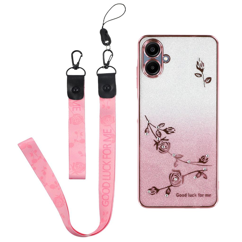 KADEM Etui do Samsung Galaxy A06 4G Wzór kwiatowy TPU Gradientowe Pokrowiec na telefon z smyczami