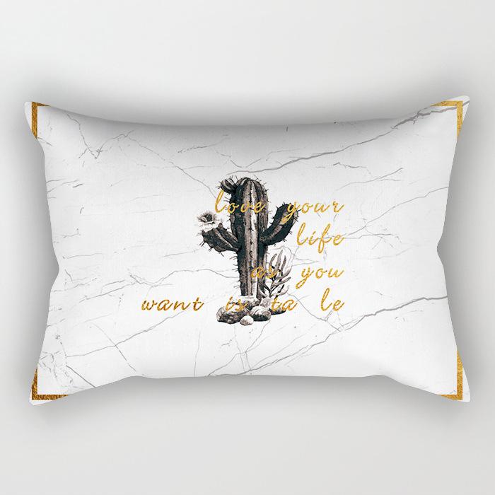 Nordic Gold Czarno-Biały Marmur Geometryczny Długi Pasek Poszewka na Poduszkę Samochód Biuro Poduszka Lędźwiowa Pokrowiec Lędźwiowy