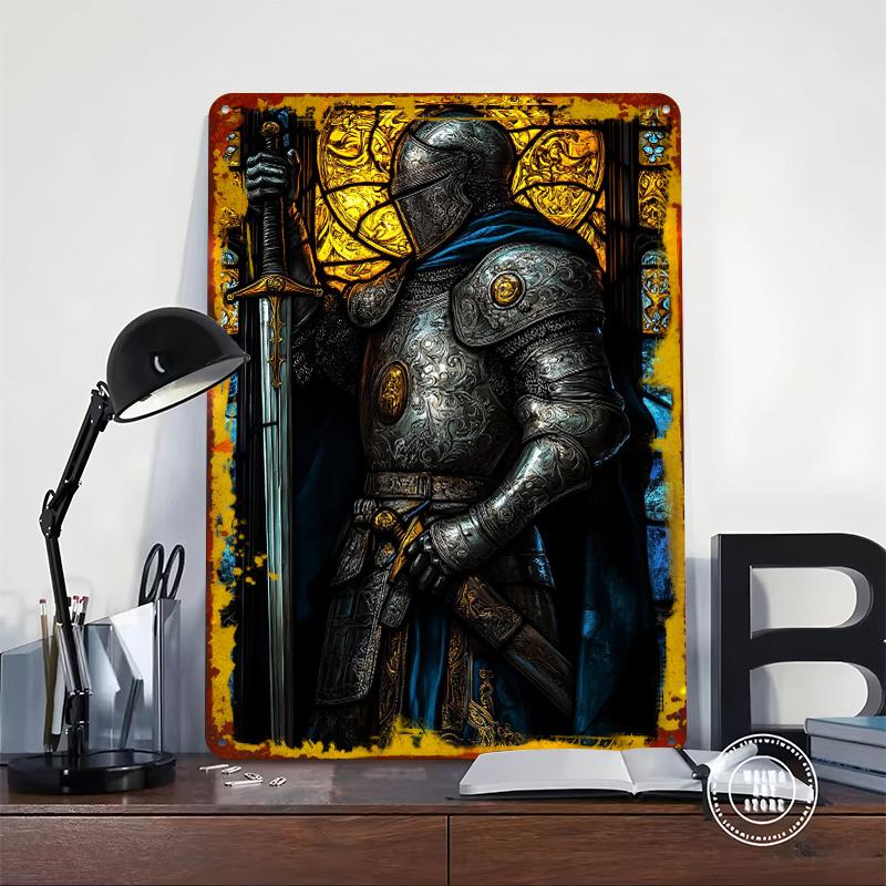 Knight in Shining Armor Metal Poster Customized Wall Art Retro Vintage Tinplate Signs for Room Decoration Home Decor Items Plate
