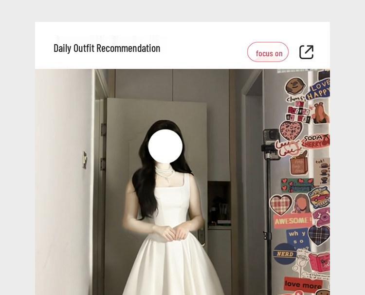 High-End White Sleeveless Slimming Camisole Dress for Girls with Inner Layer - Perfect for Spring Birthdays