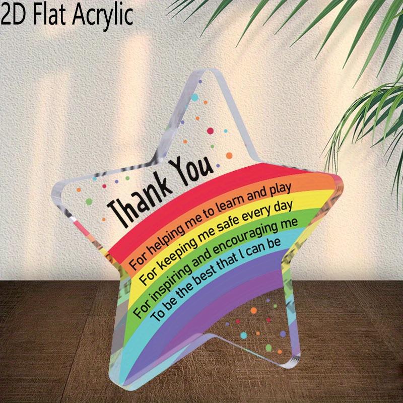 

1pc Teacher Appreciation Gift - Rainbow Pentagram Acrylic Desktop Decor with Inspirational Thank You Message, Vibrant Home Office Bookshelf Decoration 10*10cm