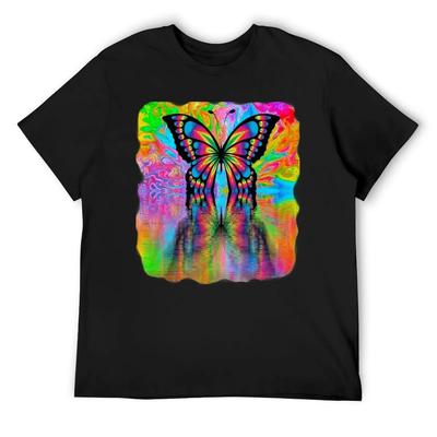 Rainbow Butterfly T-Shirt Boys Animal Print Funny Gifts Heavyweights Luxury Man T Shirts for Men Graphic