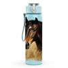 1 Stück Braunes Pferd Bauernhoftier-Druck 750ml Farbe Kunststoff Sport-Wasserflasche Auslaufsicher Klappdeckel mit Strohhalm Geeignet für Sport Büro Hausgebrauch