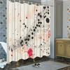 1Pc Abstract Art Shower Curtain Digital Musical Theme Light Creamy Background Splashes Of Red & Black Ink 12 Hooks 70*70 Inche