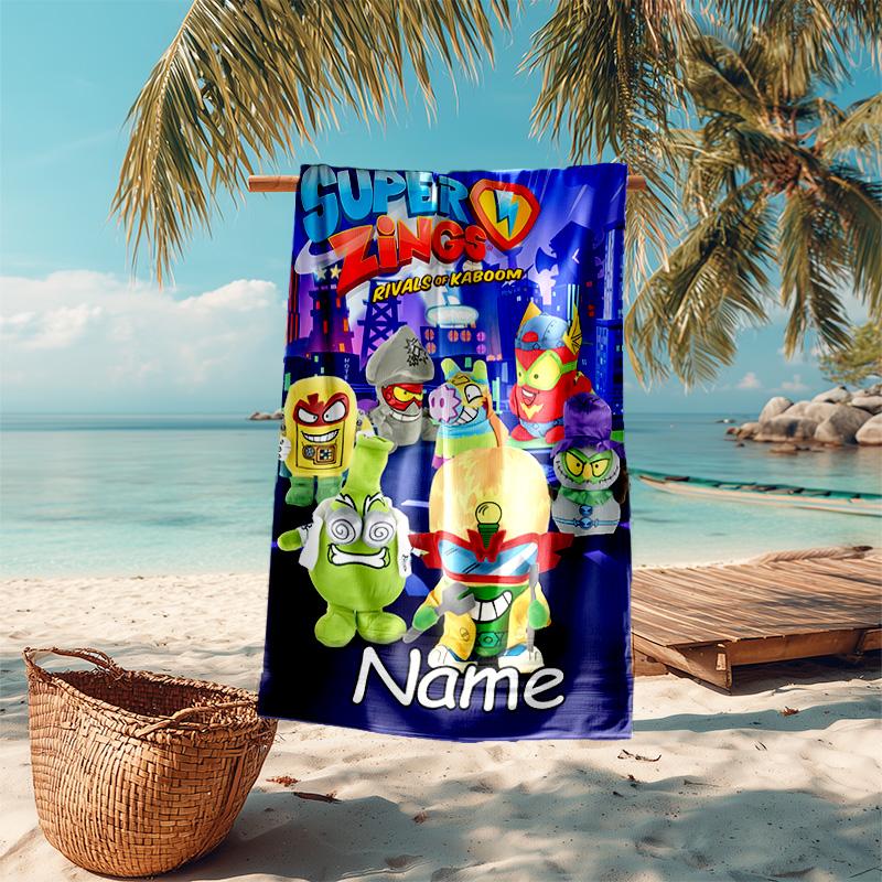 Personalized customized proof beach towel with SuperZings pattern - soft, absorbent,quick-drying,perfect swimming,camping&bathing