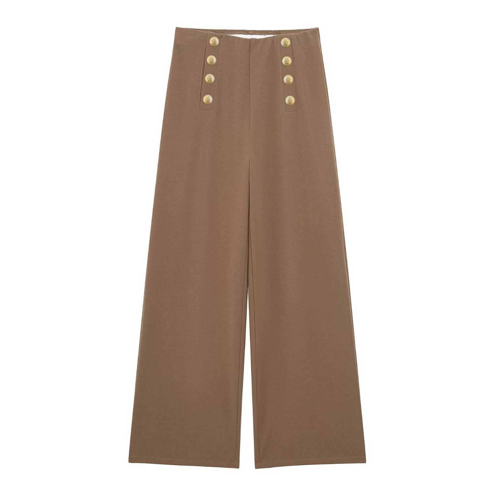 

TAOP&ZA Women s Spring/Summer Double-Breasted Wide-Leg Pants Extra Small