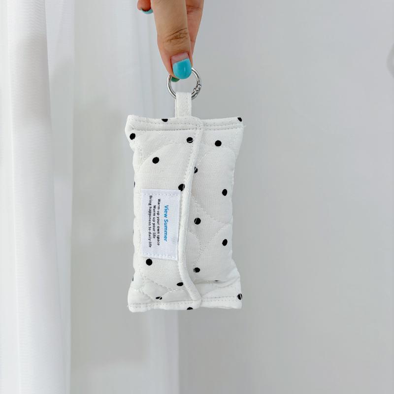 Korean Cute Polka Dot Handmade Lace Mini Tissue Bag High Appearance Portable For Out Storage Hanging Bag