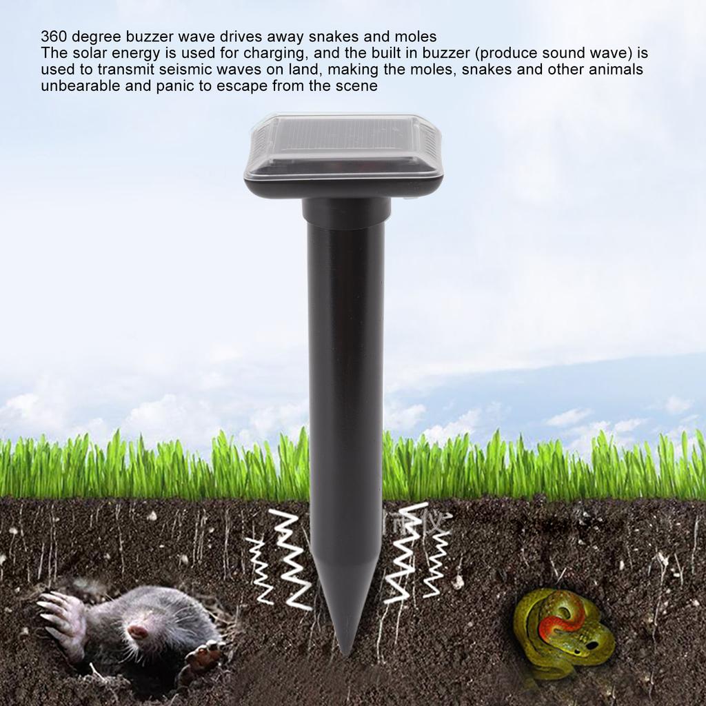 Mole Repeller Snake Repeller Ultrasound Snake Repeller Mini Solar Powered 360 Degree Buzzer Waterproof Mole Repeller for Outdoor