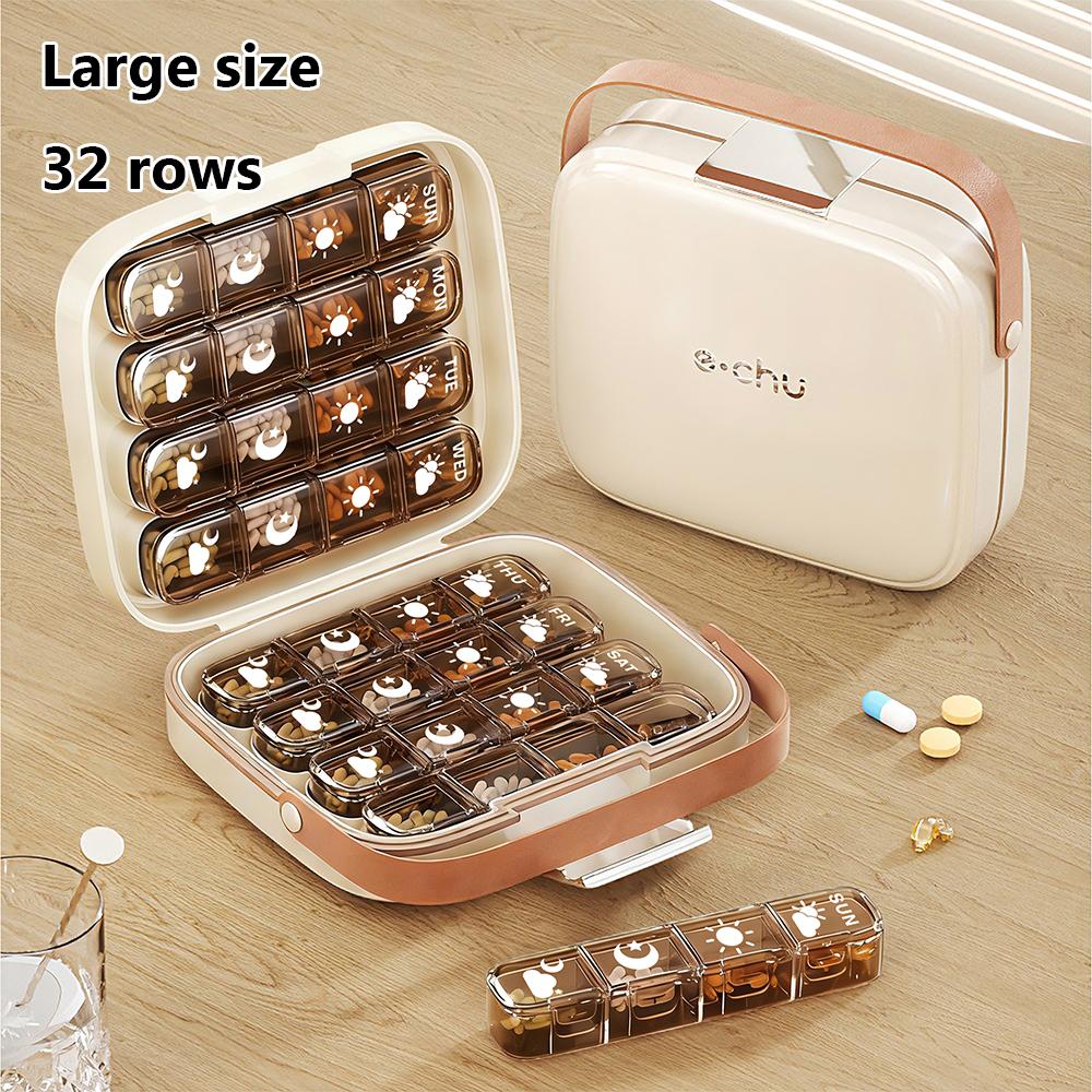 7-Day Pill Box with 24/32 Compartments a Convenient And Portable Pill Organizer, Senior-Friendly Medication Box Weekly Pill Box