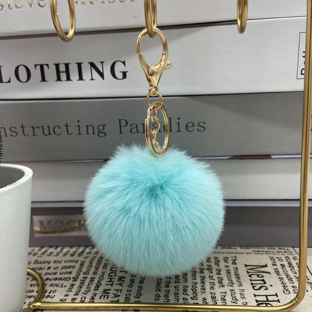 Fluffy Rabbit Fur Owl Pom Pom Ball Keychain Keyring Car Key Ring Chain Holder Charm Women Bag Accessory