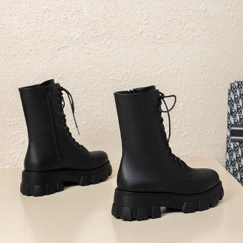 Large size women's shoes 41-43 Wide fat feet fat sister Martin boots women's British style platform short boots locomotive boots 40