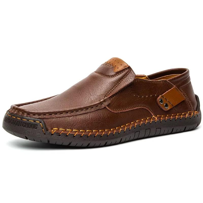 Fashion Men Casual Shoes Handmade Leather Loafers Comfortable Men's Shoes Quality Split Leather Flat Driving Shoes Size 48