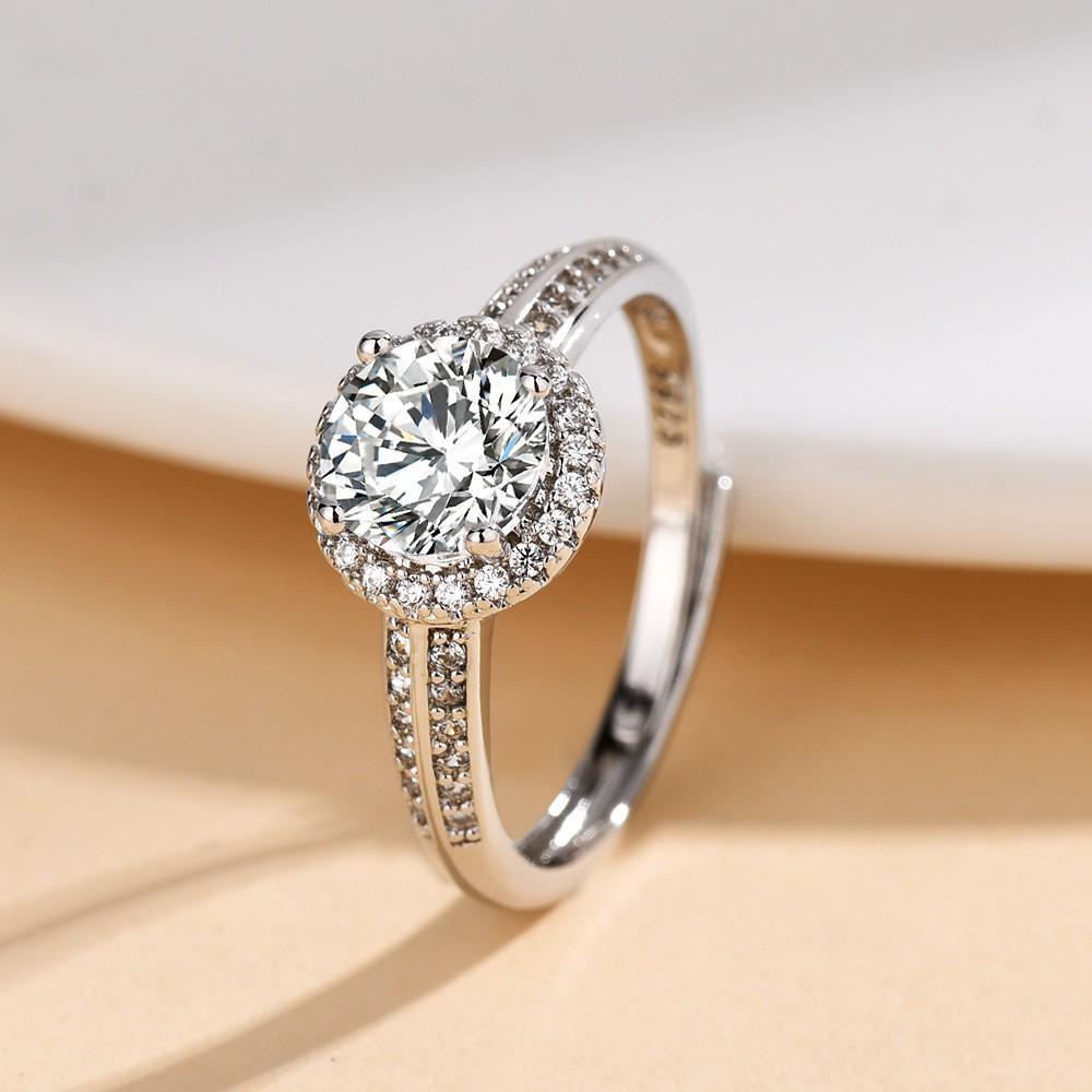 TikTok Influencer Inspired Moissanite Six-Prong Wedding Ring for Women - One Carat Jewelry