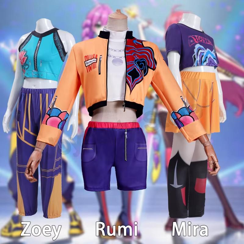 2026 New Movie K-Pop Mira Rumi Zoey Hunters Cosplay Costume Halloween Carnival Demon Stage 3D Printed Pattern Role Play Clothes
