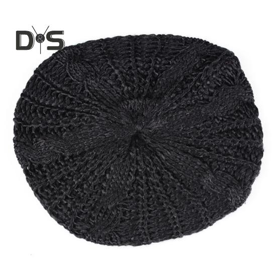 Women Fall Winter Hat Knitted Bonnet Solid Color Elastic Twisted Texture Keep Warm Beret Photo Prop Cap for Outdoor Activities Travel Cycling