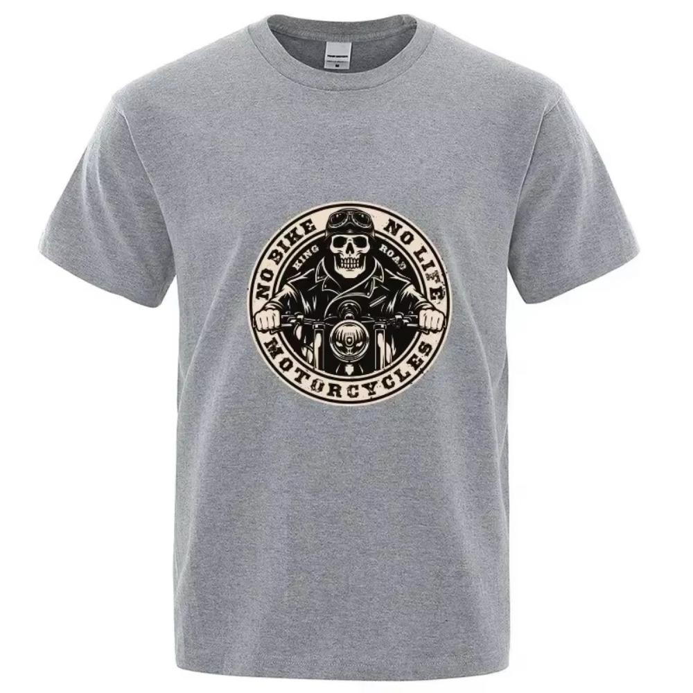 Skull Short Sleeve Cotton T-shirt Motorcycle Addict Piston T Shirt Hip Hop Men's Shirt Cool Tees Harajuku Fashion Streetwear