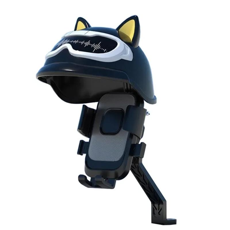 ABLZ-Electric Bicycle Phone Holder Shockproof Bicycle Phone Holder With Sunscreen And Rainproof Cute Navigation Stand Black A