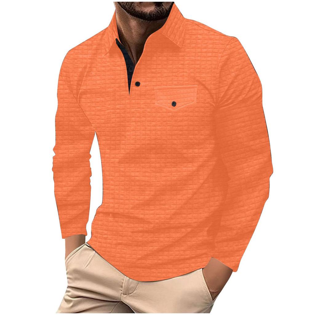 2026 Spring and Autumn Men's Long Sleeve Checkered Polo Shirt Casual Sports Polo Shirt Men's Fashion Autumn Tops
