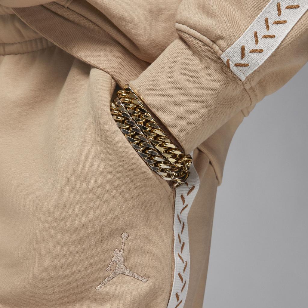 Jordan Flight MVP Jednokolorowe Sznurowane Casualowe Zwężane Dzianinowe Joggersy Męskie Joggersy Khaki FN6356-244