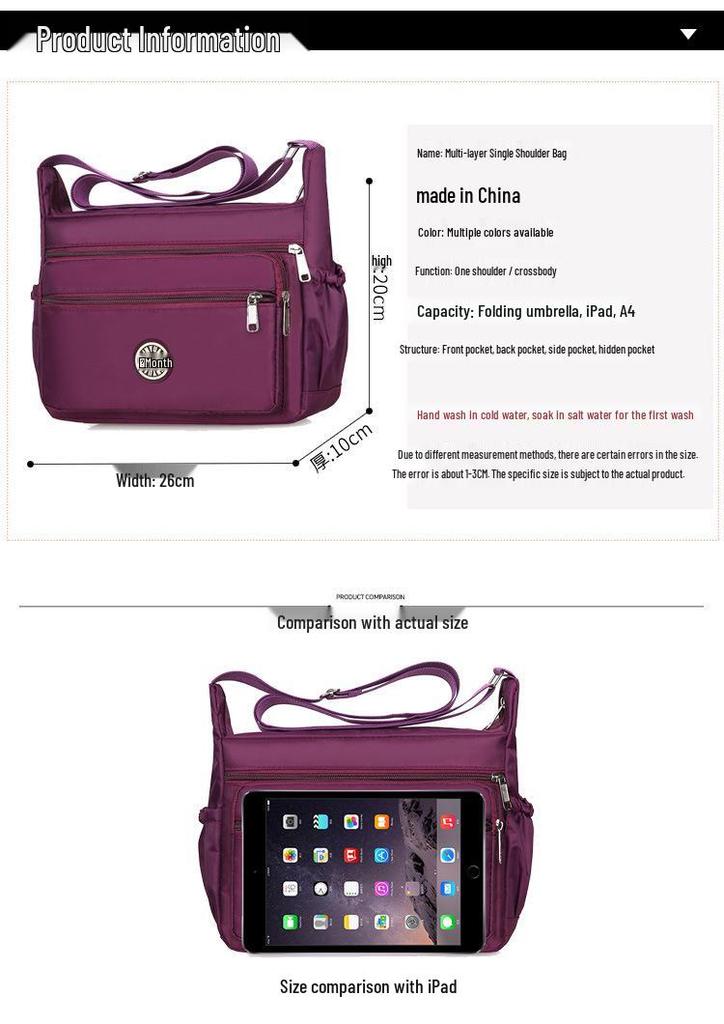 Large Capacity Women's Single-Shoulder Crossbody Bag - Stylish Oxford Nylon for Middle-Aged Moms