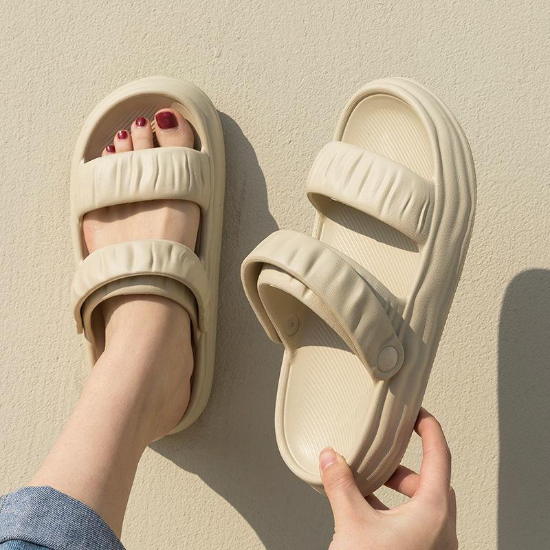 WTEMPO Fashionable EVA Sandals for Women's Versatile Dual Purpose Buckle Thick Sole Flat Heel Comfortable Non-slip Breathable Casual Beach Slippers