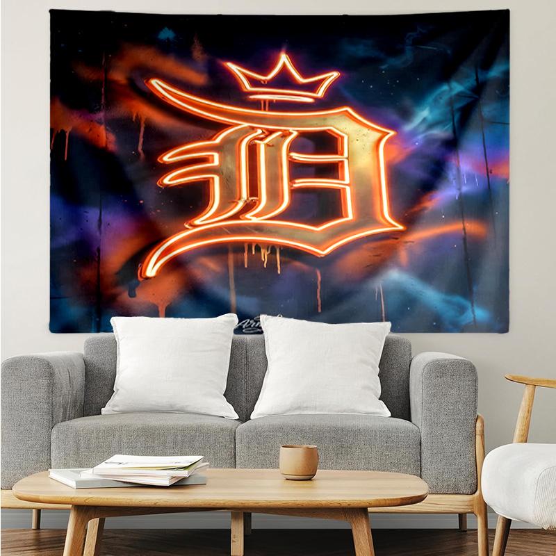 1PC Detroit Tigers Emblem Quick-Dry Tapestry, Unique Design Tapestry, Suitable for Bedroom,Livingroom, Playroom,Heartwarming Holiday Gifts