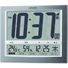 Rhythm Citizen Wall Clock Desk Dual Use Radio-Controlled Temperature Humidity Meter Silver Paldigit Wide