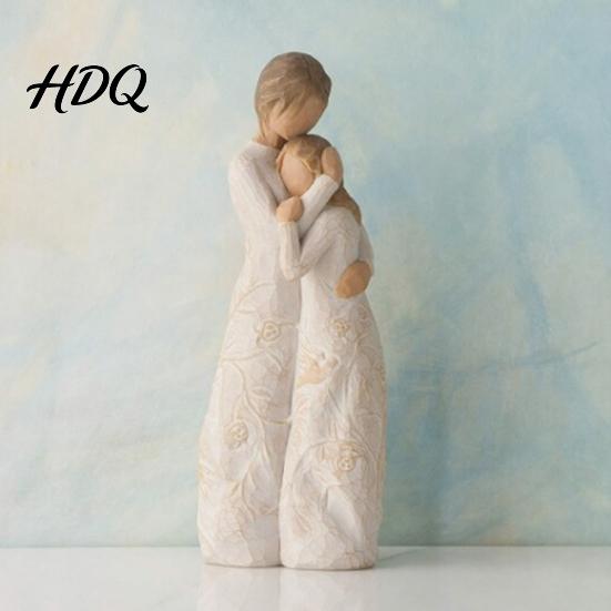 Mother And Child Embrace Ornament Wooden Texture Resin Figurine Hand Carved & Child/Family/Couple/Dog Owner Sentimental Gift for Her Statue,