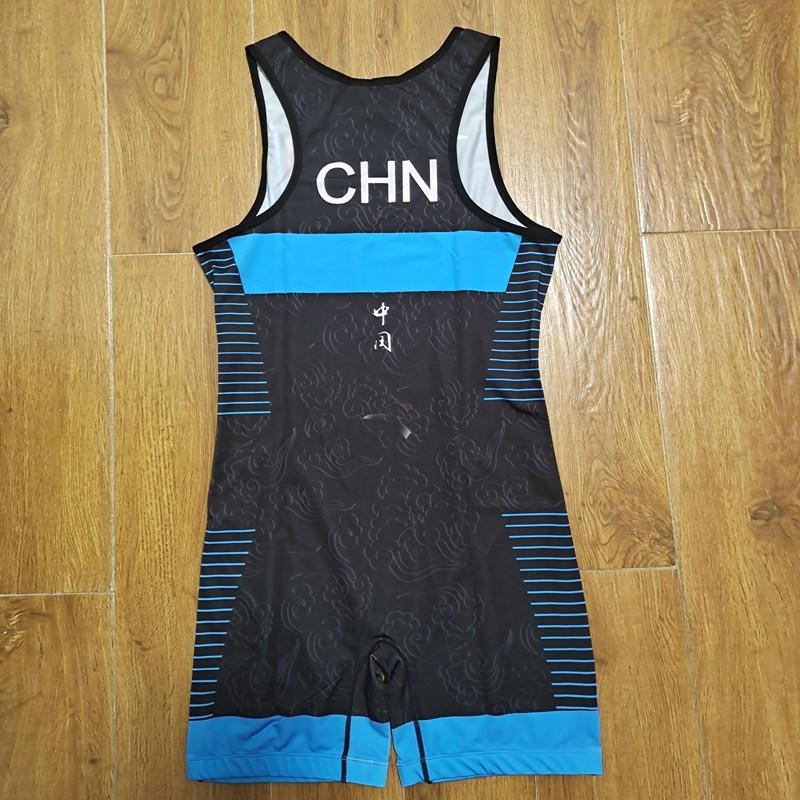 Uniforme da Wrestling da Uomo con Collo Alto Stampa Personalizzabile Drago Nuvola Tuta Intera Competizione Allenamento