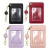 Retractable Work Badge Reel PU Leather Student Card Sleeve Compact ID Card Holder  Work Use