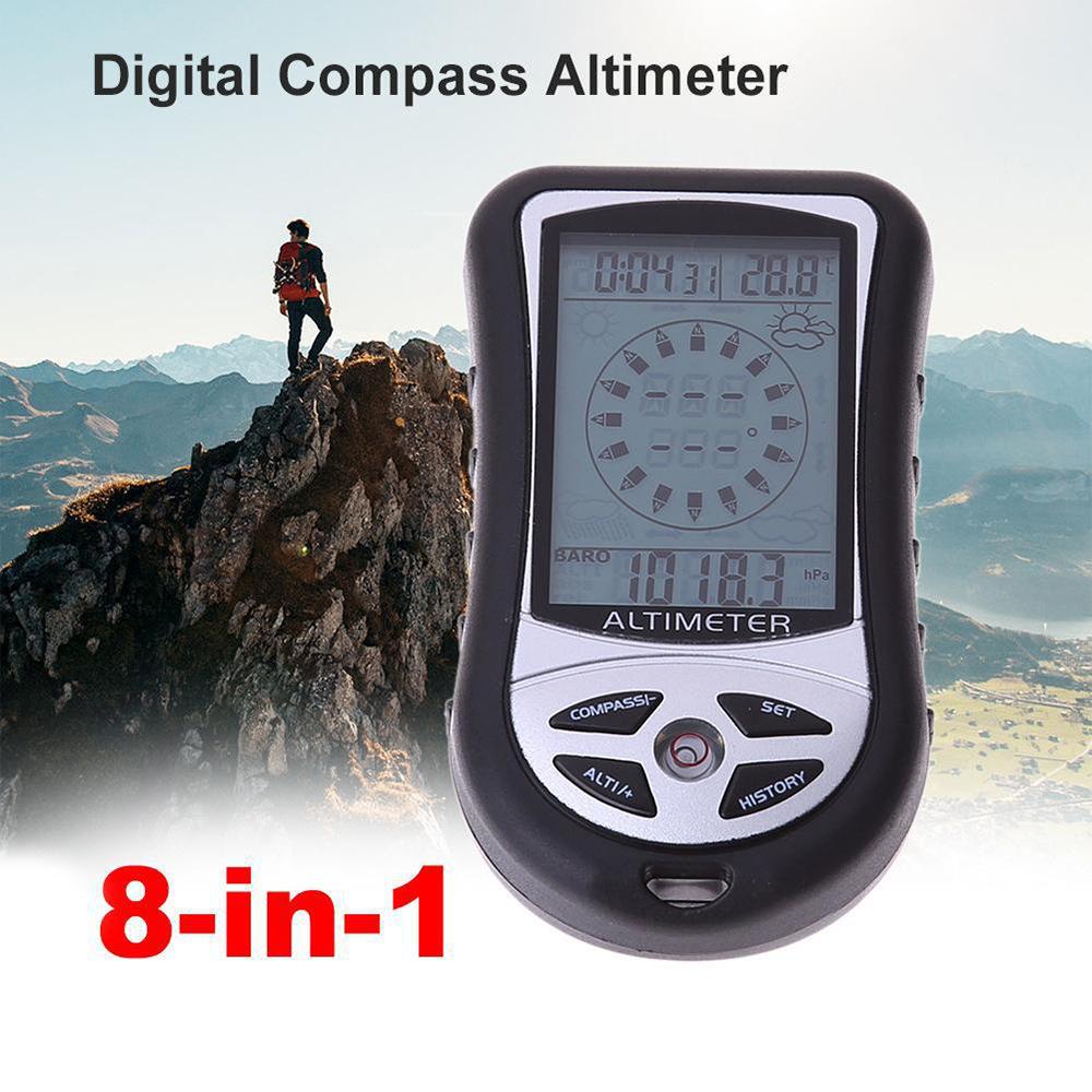 8 in 1 Multifunctional Electronic Altimeter Barometer LCD Digital Compass Thermometer Portable Handheld Height Gauge