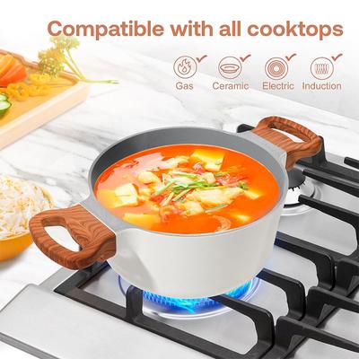 2.6L Ceramic Nonstick Soup Pot Casserole Pot Healthy Pasta Pot With Glass Lid Non Cracking Soup Stew Pot Kitchen Cooking Pan