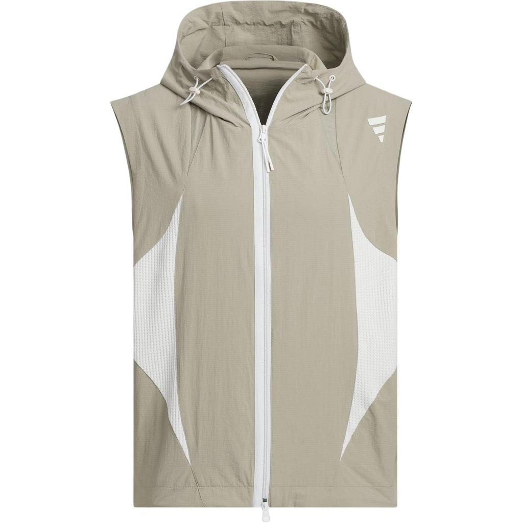 Adidas Future Style Woven Vest With Hood And Zipper Design Loose Fit Sleeveless Vest Men Vests Pebble-Silver Light-Gray JL9961