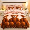 Thickened Milk Fleece Four-Piece Cartoon Bed Skirt Quilt Cover Double-Sided Coral Fleece Bed Three-Piece Quilt Cover
