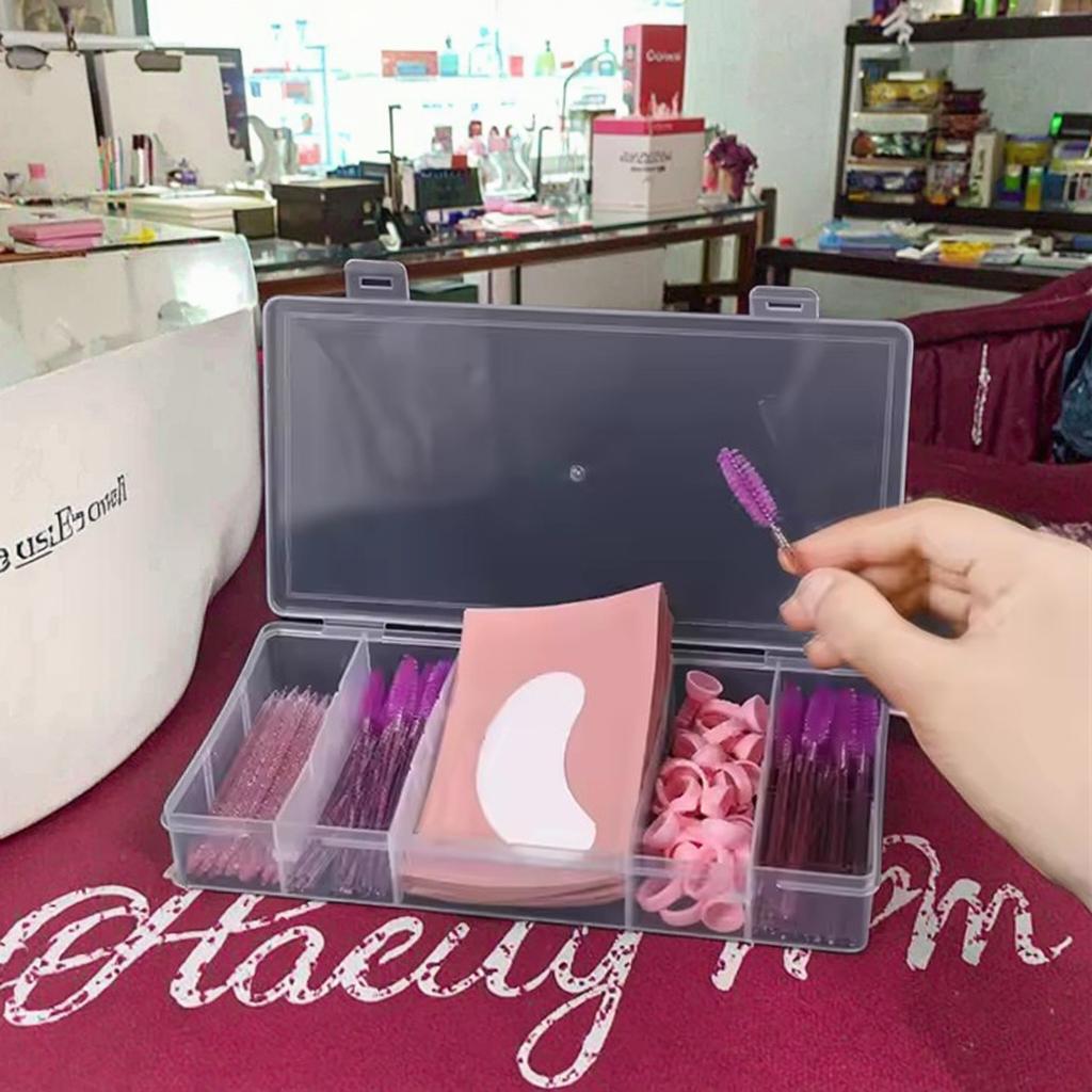 Professional Portable 5 Grids Separated Transparent Arylic Storage Box Rectangle Eyelashes Extension Tool Storage Box