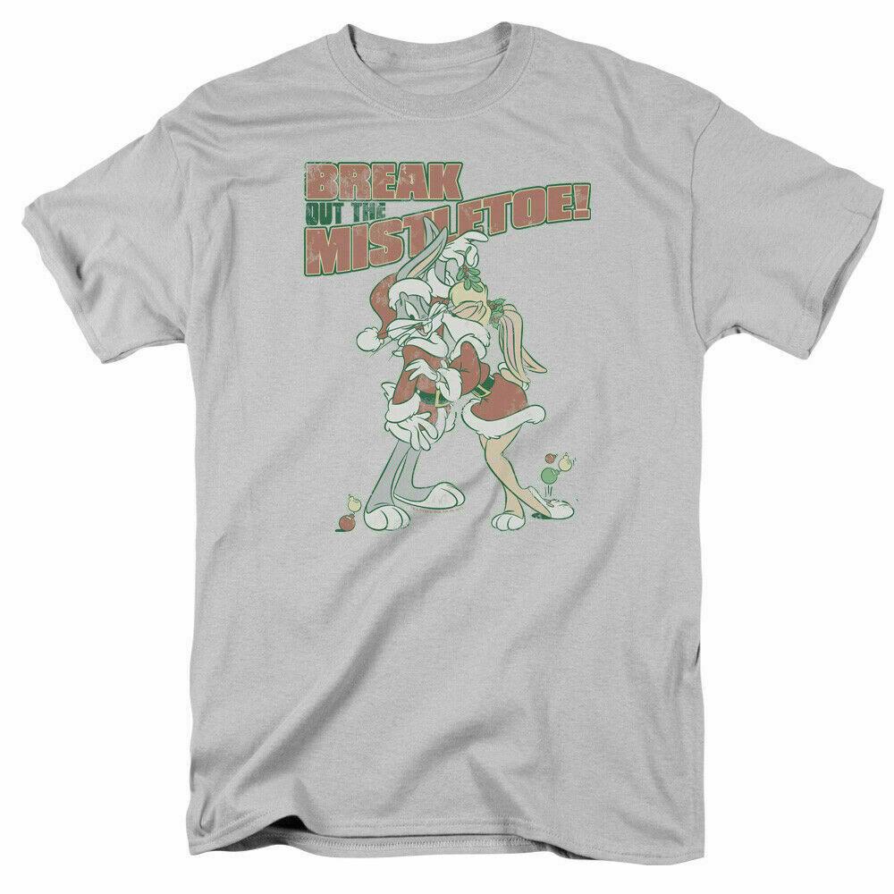 26 Looney Tunes Mistletoe T Shirt Mens Licensed Cartoon Merch Bugs Bunny Silver Unisex T-Shirt M