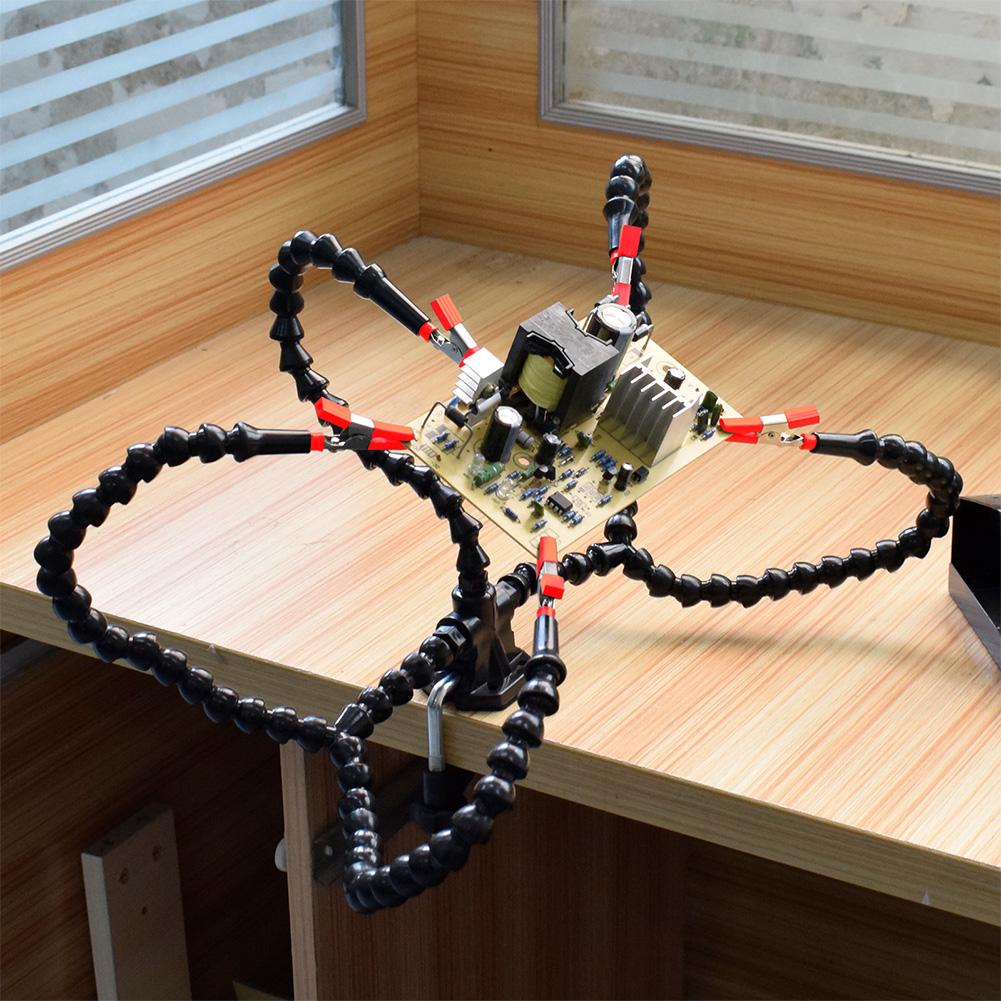 Desk Clamp Soldering Station Holder 3/4/5 Flexible Arms PCB Holder Stand Solder Stand for Electronics Repair Jewelry Hobby