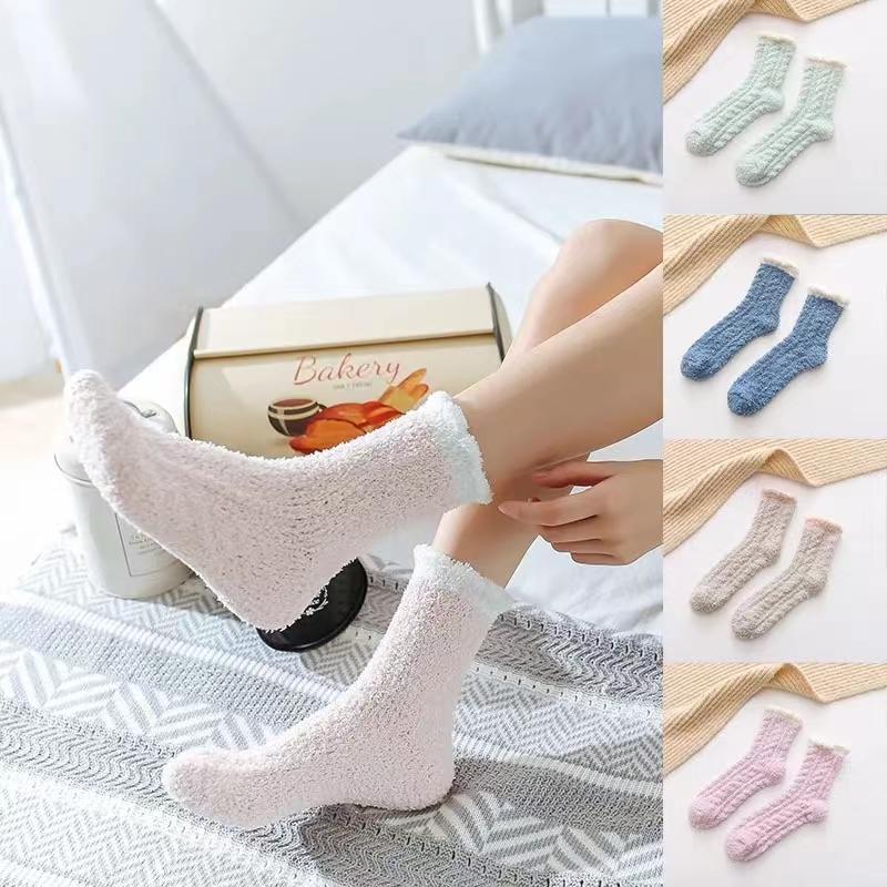 New Thermal Slipper Ankle Socks Women Girls Short Socks Winter Plush Bed Socks Fleece Sock Boots Fluffy Soft Warm Lounge Socks