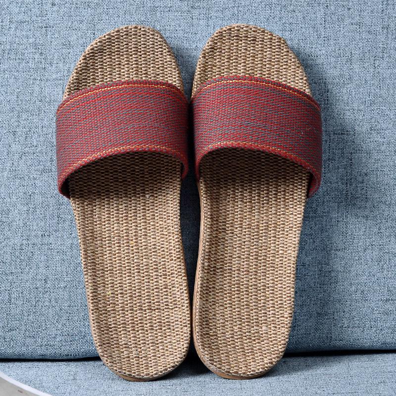 Cotton and Linen Non-Slip Home Slippers for Men and Women – Indoor Summer Slippers with Thick Bottom for Wooden Floors.