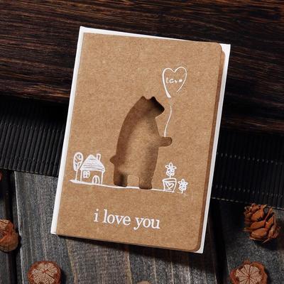 Biglietti di auguri creativi vintage in pelle di vitello con intaglio laser per auguri di Capodanno e Natale