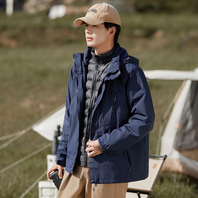 Mountain Couple Jacket Men's and Women's Three-in-one Removable Two-piece Set Custom Windproof and Waterproof Outdoor Trendy Jacket