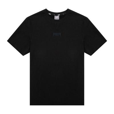 Solid Color Breathable Logo Short Sleeve T-Shirt Men Tops Black 849593-01
