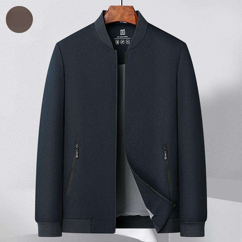 Giacca trendy da uomo nuova autunnale da uomo con colletto da baseball tinta unita cerniera uniforme da baseball da papà giacca business casual da uomo