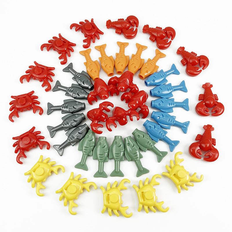 MOC City Food Building Blocks Vegetable Fruit Banana Pizza Chicken Dessert Wine Glass Printed Accessories Bricks Kids Toys N11