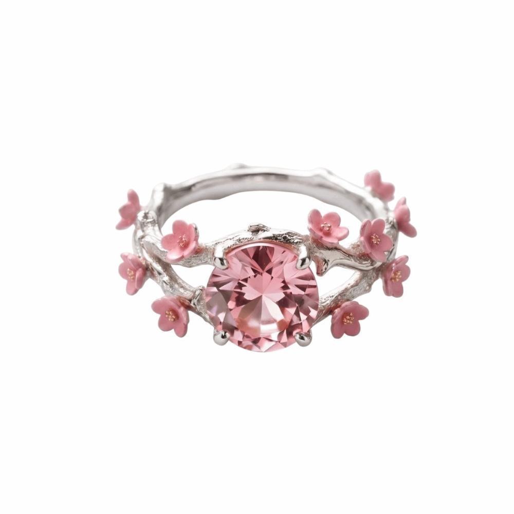 Delicate Flower Crystal Ring Elegant Finger Jewelry Gifts for Women Rhinestone Ring Party