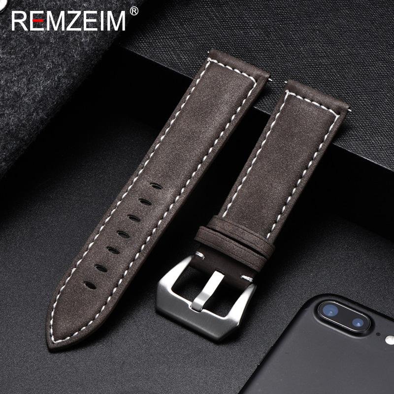 18mm 20mm 22mm 24mm Matte Leather Watchband Men Women Strap Luxury Brand Red Blue Green Watch Band Accessories