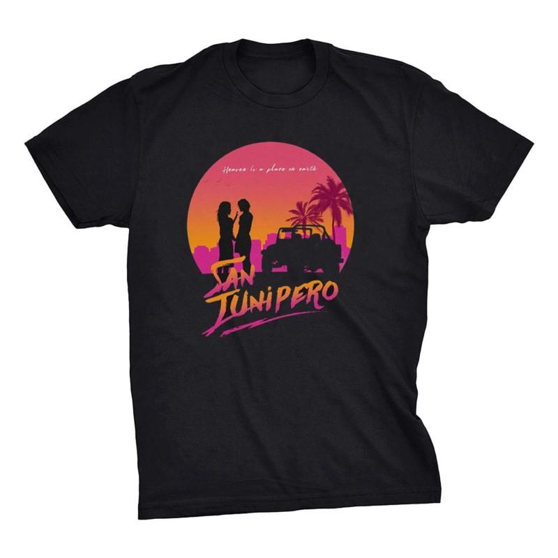 

Black Mirror San Junipero Heaven Men s T Shirt Tshirt Men Black Short Sleeve Cotton Hip Hop T-shirt Print Tee Shirts 4XL