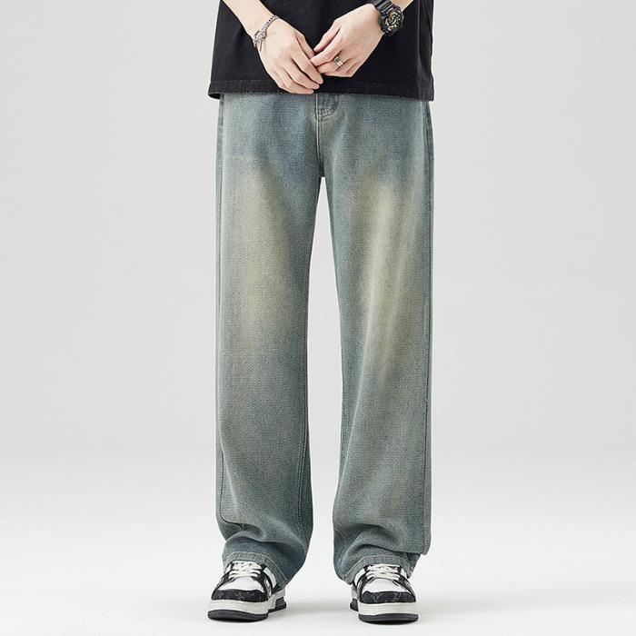 Sternenhimmel-Muster Neue High Street Weitbeinige Hose Jeans Herren Locker Gerade Hose Frühling und Sommer Dünn