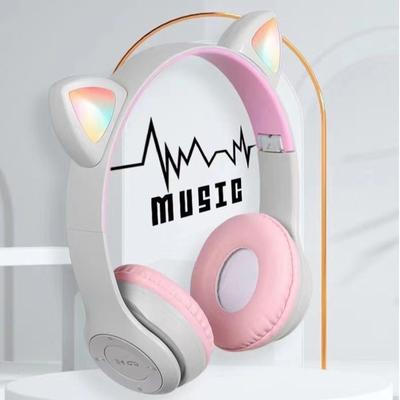 Bezdrátová sluchátka s roztomilými kočičími ušima Bluetooth sluchátka se světelnou skládací kartou