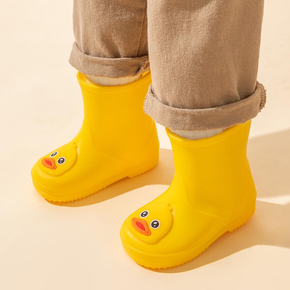 Children's Waterproof Cartoon Duck Rain Boots for Toddlers, Non-Slip, Ages 1-7.